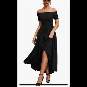 off the shoulder high low summer party dress